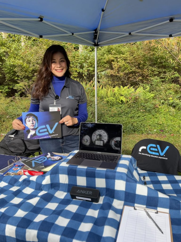 Energy Educator Gigi Dammer presents the rEV Interactive Experience at a Career Day Fair in Pennsylvania.